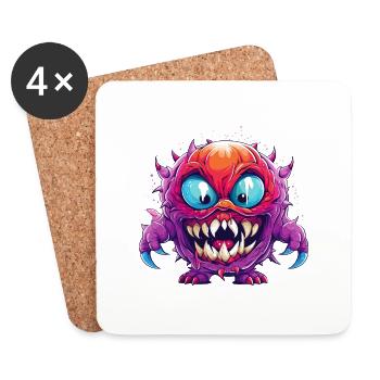 Halloween Monster Zombie Gruselig Horror Kostüm - Untersetzer (4er-Set) - Weiß - Vorne