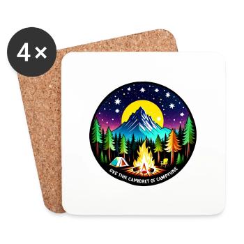 Camping, tent and campfire - Coasters (set of 4) - white - Front