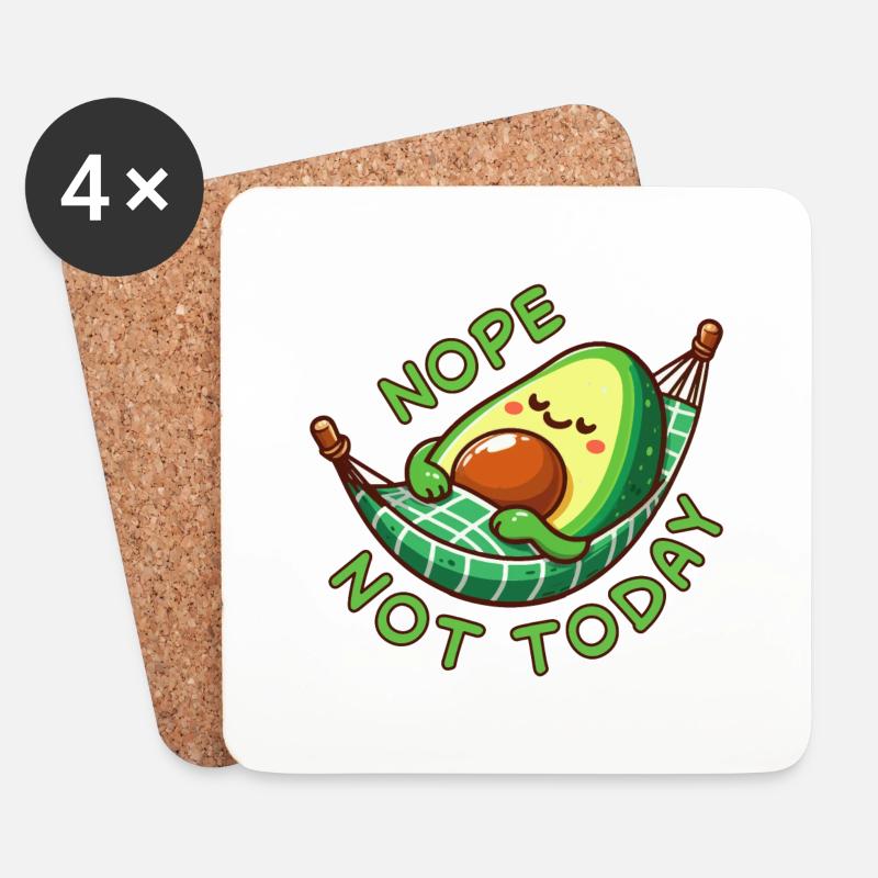 Nope Not Today Avocado Faulenzer Geschenk - Untersetzer (4er-Set) - Weiß
