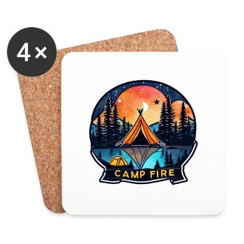 Camping & Lagerfeuer - Untersetzer (4er-Set) - Weiß - Vorne