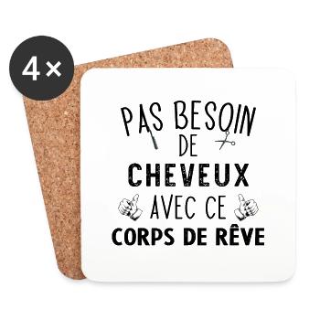 Pas besoin de cheveux avec ce corps de rêve chauve - Dessous de verre (lot de 4) - blanc - Devant