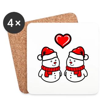 Schneemann love - Untersetzer (4er-Set) - Weiß - Vorne