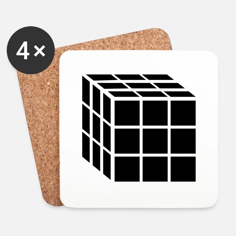 3x3 Block Cube - Coasters (set of 4) - white
