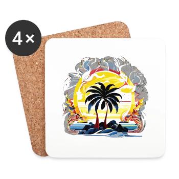 Palms in the Sun (Artwork Collection) - Coasters (set of 4) - white - Front