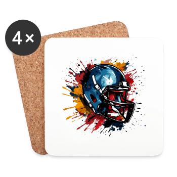 Football Design American Footballer Helm Vintage - Untersetzer (4er-Set) - Weiß - Vorne