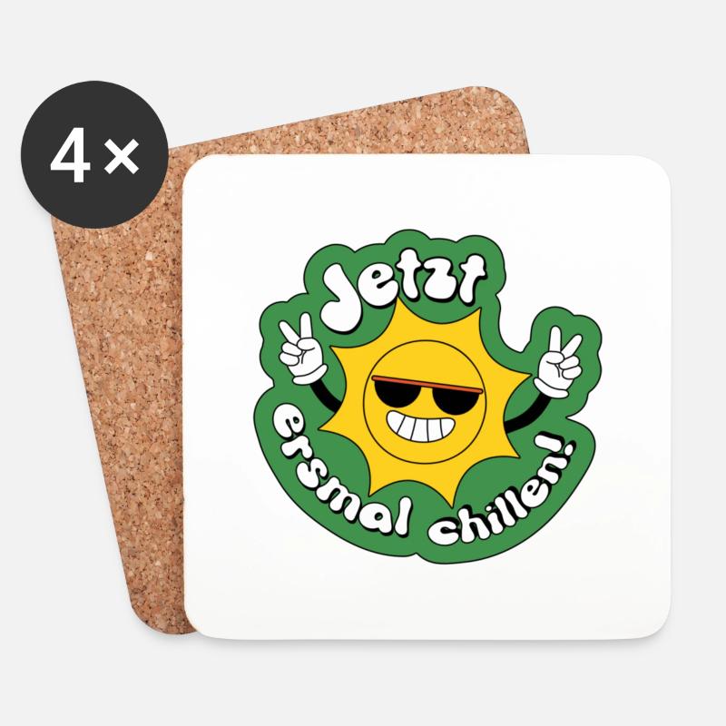 Jetzt erstmal chillen, Urlaub, Endlich Urlaub - Untersetzer (4er-Set) - Weiß