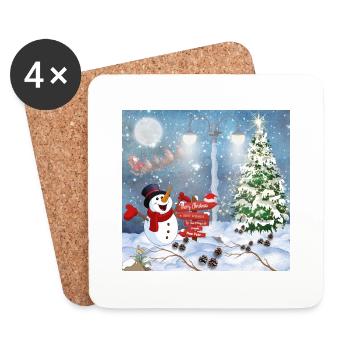 Frohe Weihnachten - Untersetzer (4er-Set) - Weiß - Vorne