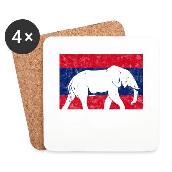 Laos Lao Laotian Flag Elephant Lao I Gift - Coasters (set of 4) - white - Front
