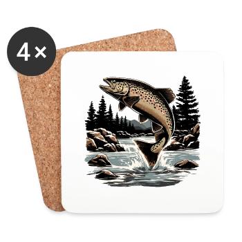 Forelle Bachforelle Angeln Fischen - Untersetzer (4er-Set) - Weiß - Vorne