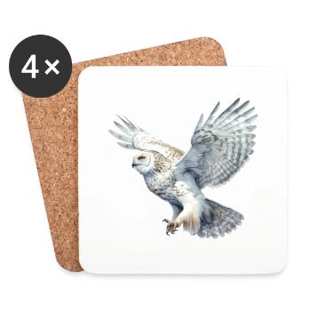 SnowyOwl 04 - Untersetzer (4er-Set) - Weiß - Vorne