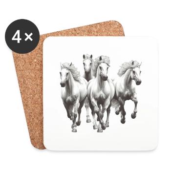 Chevaux - Dessous de verre (lot de 4) - blanc - Devant