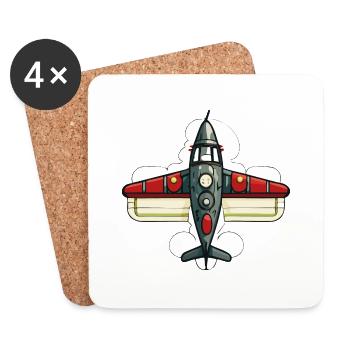 Avion - Dessous de verre (lot de 4) - blanc - Devant