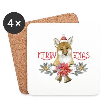 Merry Xmas - Untersetzer (4er-Set) - Weiß - Vorne