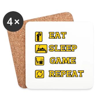 EAT SLEEP GAME REPEAT - Dessous de verre (lot de 4) - blanc - Devant