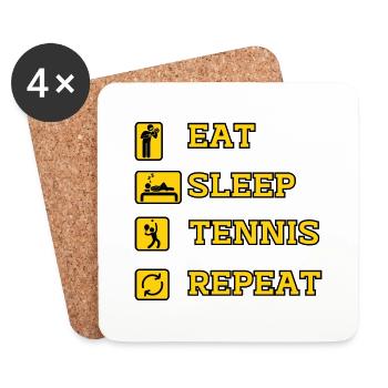 Eat Sleep Tennis Repeat - Dessous de verre (lot de 4) - blanc - Devant