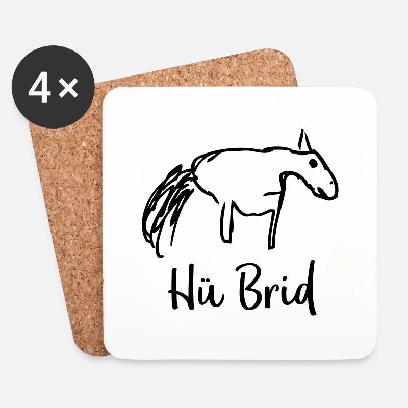 Hü Brid Pferd Hybrid Kfz - Untersetzer (4er-Set) - Weiß