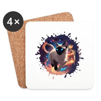 Siamkatze,katze, illustration, Graffiti, bunt - Untersetzer (4er-Set) - Weiß - Vorne