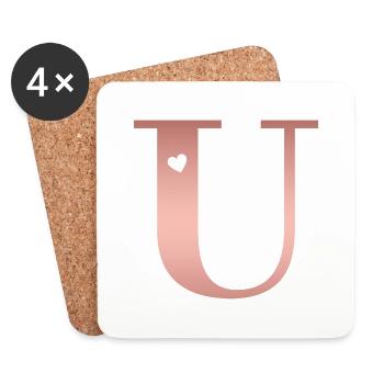 letter U rose gold - Coasters (set of 4) - white - Front