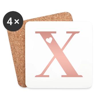 letter X rose gold - Coasters (set of 4) - white - Front