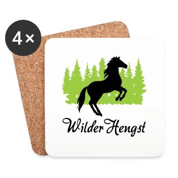 "Wilder Hengst: Kraft und Freiheit vereint" - Untersetzer (4er-Set) - Weiß - Vorne