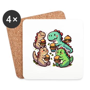 Dino-Burger-Party - Untersetzer (4er-Set) - Weiß - Vorne