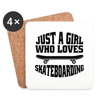 Planche à roulettes Skate Fan Skate Skater - Dessous de verre (lot de 4) - blanc - Devant
