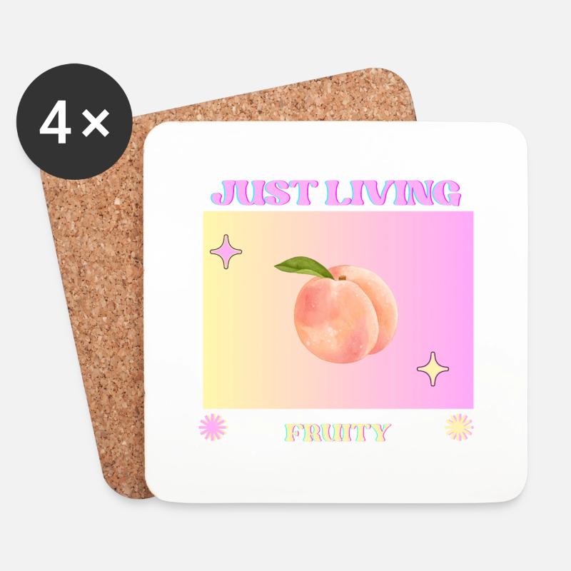 Peach - Untersetzer (4er-Set) - Weiß