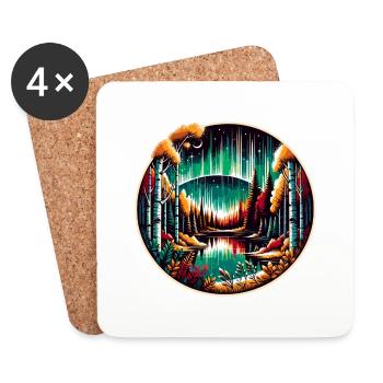 Nordic Wilderness & Northern Lights - Vikings - Coasters (set of 4) - white - Front