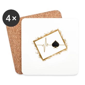 Cartes à jouer, Joueur de poker - Dessous de verre (lot de 4) - blanc - Devant