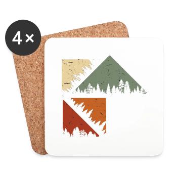 montagne rétro-idée cadeau vintage - Dessous de verre (lot de 4) - blanc - Devant