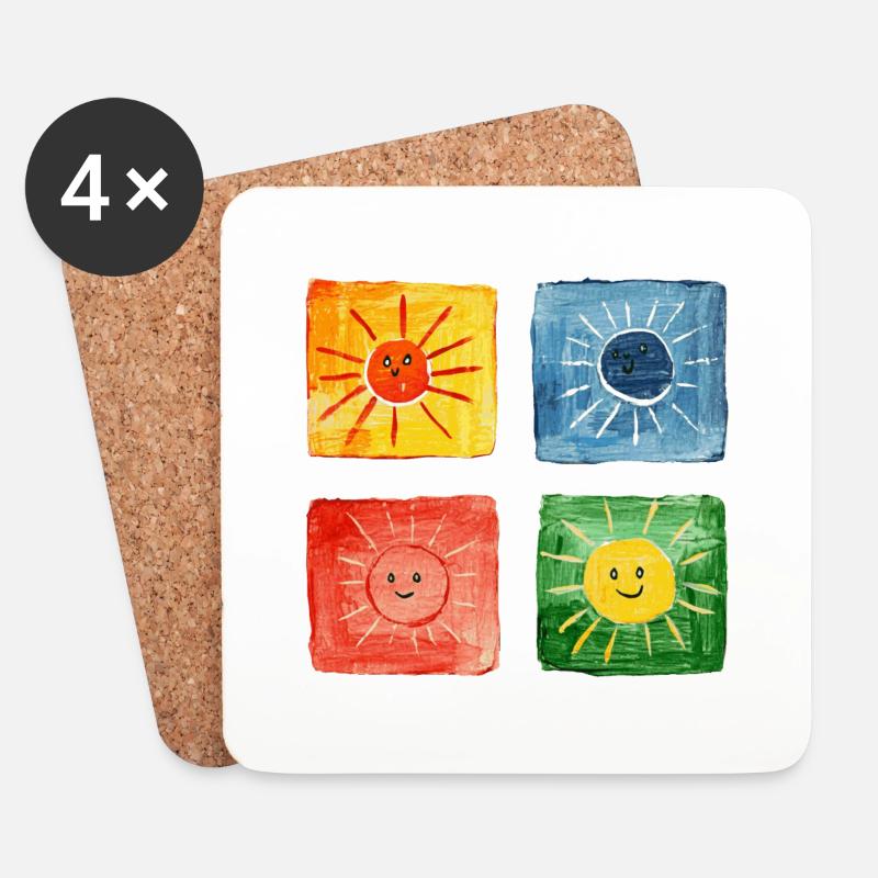 bunte Sonnen - Untersetzer (4er-Set) - Weiß