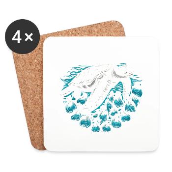 Tortue pollution - Dessous de verre (lot de 4) - blanc - Devant