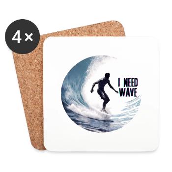 Surfer on the Wave Nature - Coasters (set of 4) - white - Front