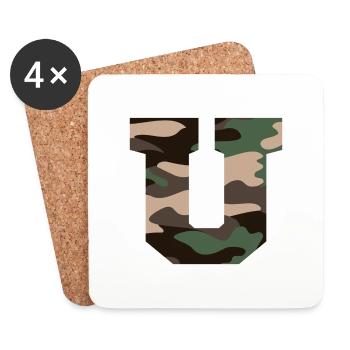 Letter U Military Camouflage - Gift Idea - Coasters (set of 4) - white - Front