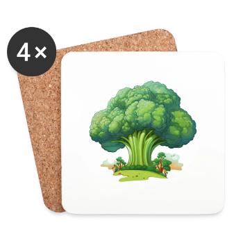 Forêt de brocoli - Dessous de verre (lot de 4) - blanc - Devant