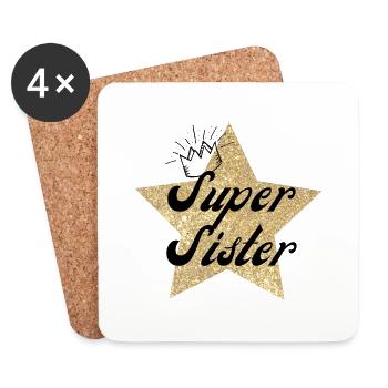 Super Star Sister - Schwester Geschenk - Untersetzer (4er-Set) - Weiß - Vorne