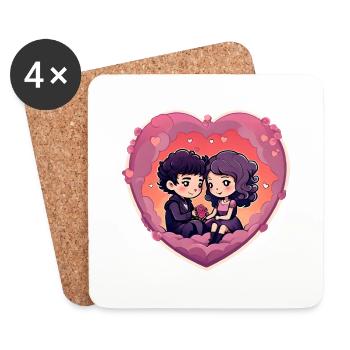 valantines day picture couple2 - Untersetzer (4er-Set) - Weiß - Vorne