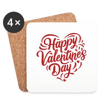 Happy Valentine's Day - Untersetzer (4er-Set) - Weiß - Vorne