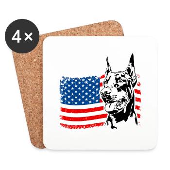 Dobermann Amerika Fahne Hunde Dobie Wilsigns - Untersetzer (4er-Set) - Weiß - Vorne