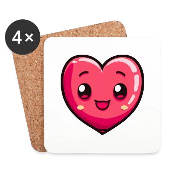 Herz Liebe Comic - Untersetzer (4er-Set) - Weiß - Vorne