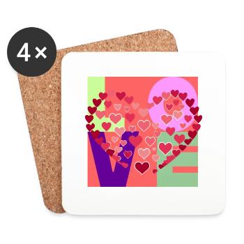 "LOVE" - Ein buntes Design voller Liebe - Untersetzer (4er-Set) - Weiß - Vorne