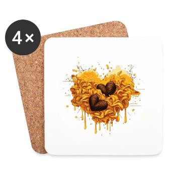 Pasta Herz Liebe Food Essen Nudeln Bolognese - Untersetzer (4er-Set) - Weiß - Vorne