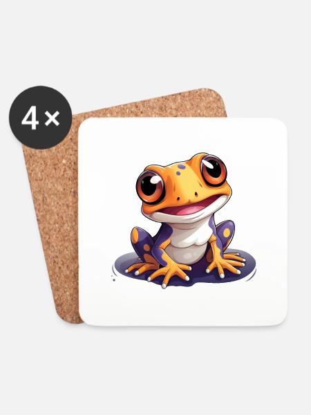 Gecko Logo Niedlicher Gecko - Untersetzer (4er-Set) - Weiß