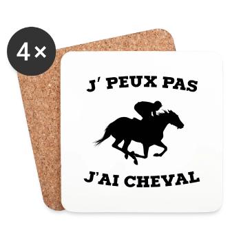 je peux pas j ai cheval - Dessous de verre (lot de 4) - blanc - Devant