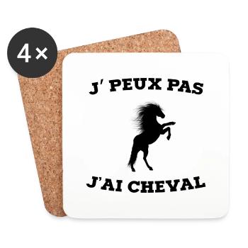 je peux pas j ai cheval - Dessous de verre (lot de 4) - blanc - Devant