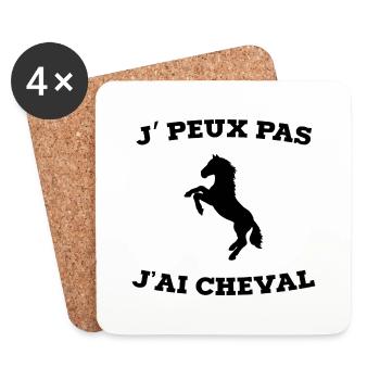 je peux pas j ai cheval - Dessous de verre (lot de 4) - blanc - Devant