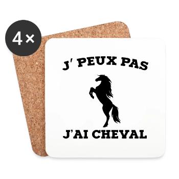 je peux pas j ai cheval - Dessous de verre (lot de 4) - blanc - Devant