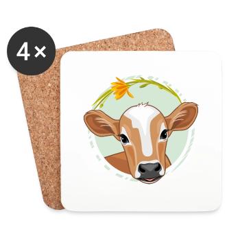 Niedliches guckendes Kalb - Untersetzer (4er-Set) - Weiß - Vorne