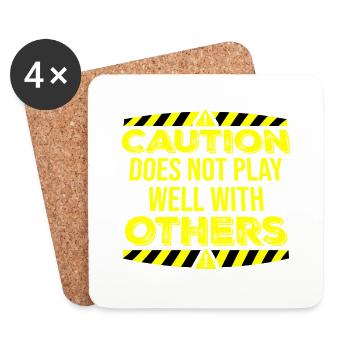 Caution Does Not Play Well With Others Warnung - Untersetzer (4er-Set) - Weiß - Vorne