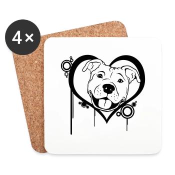 Staffordshire au cœur - Dessous de verre (lot de 4) - blanc - Devant